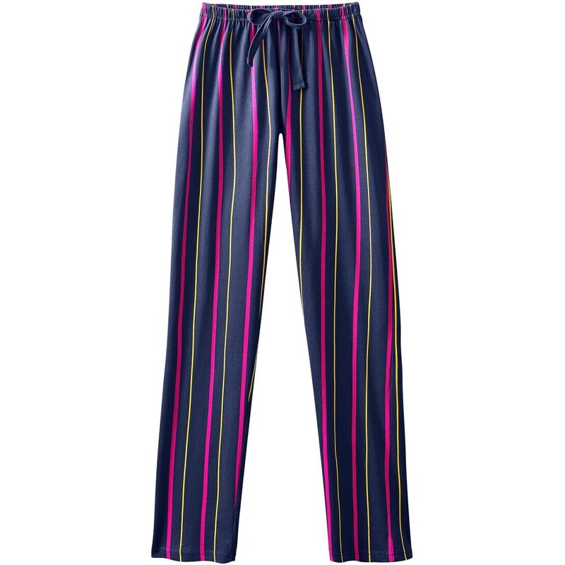 Blancheporte Dlhé pyžamové nohavice Estrella s prúžkami námornická modrá 036