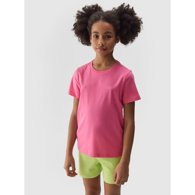 4F Dievčenské tričko bez potlače - ružové