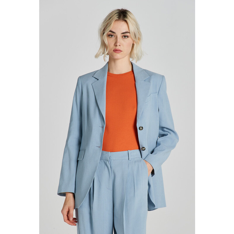 SAKO GANT REG STRETCH LINEN BLAZER DOVE BLUE 49311199