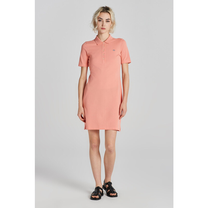 ŠATY GANT SLIM SHIELD SS PIQUE POLO DRESS PEACHY PINK 49311215
