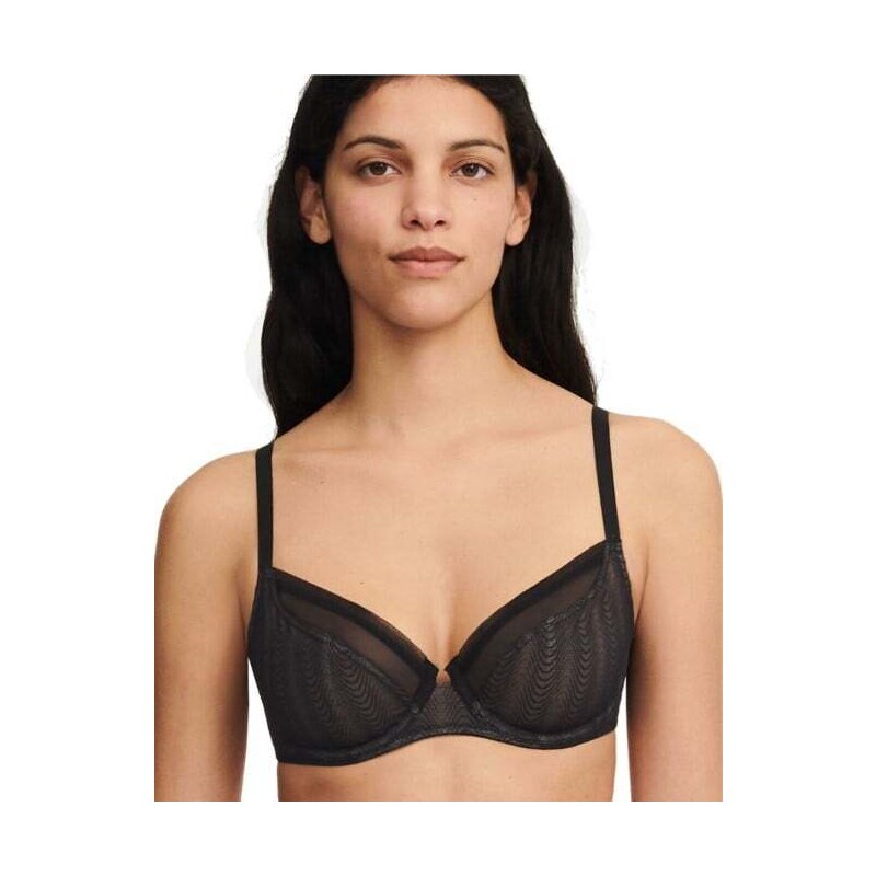 Priliehavá podprsenka z čipky Romane, s kosticami čierna 085 49330312