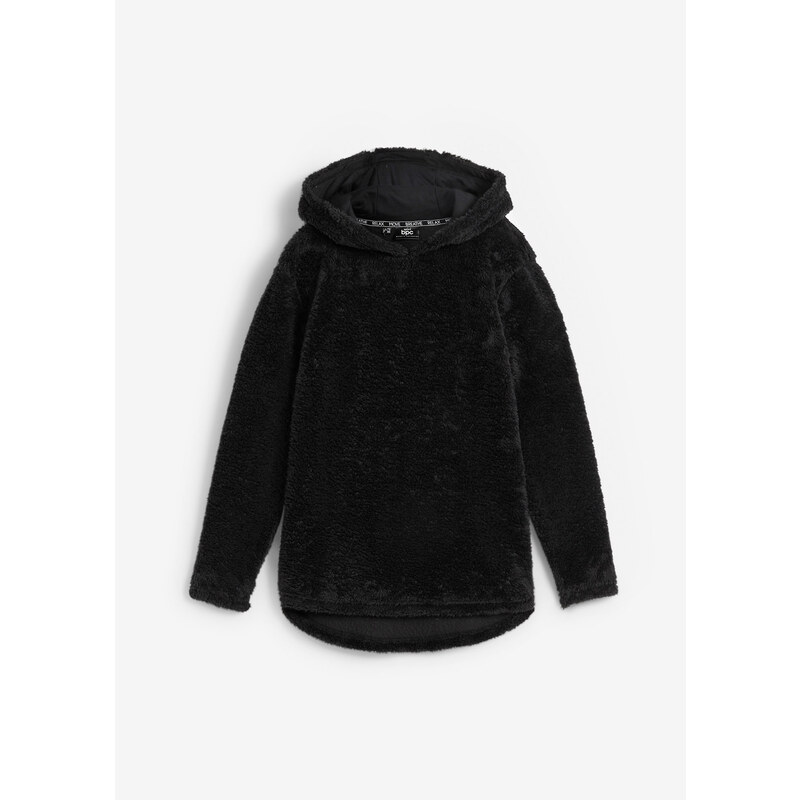 bonprix Dlhý pulóver z mäkkého flísu, oversize, farba čierna 47086104