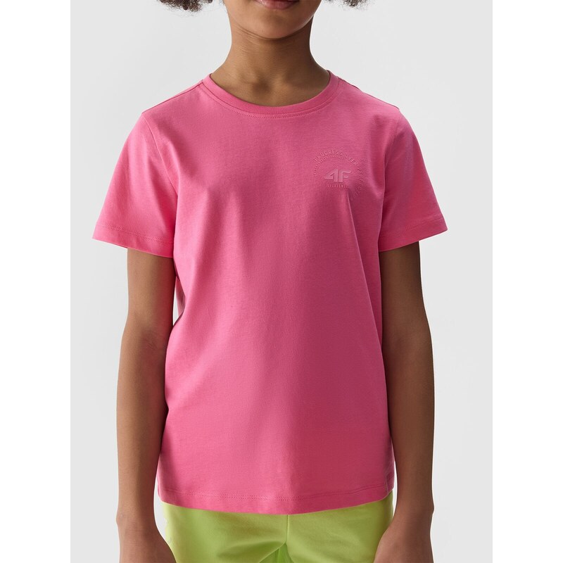 4F Dievčenské tričko bez potlače - ružové
