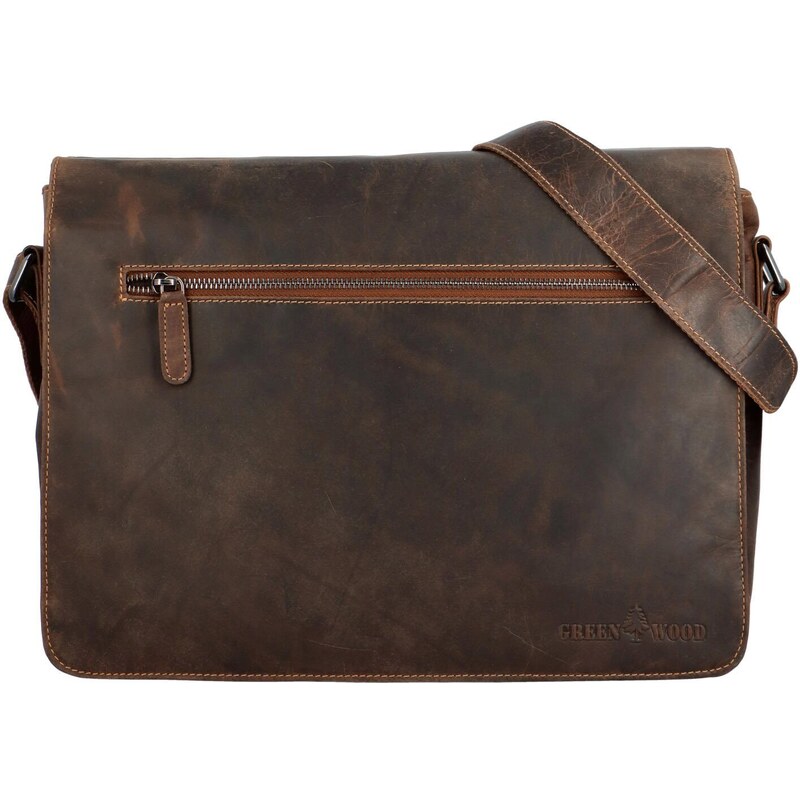 GREENWOOD Pánska kožená pracovná taška khaki - Green Wood Navar Khaki 65991497