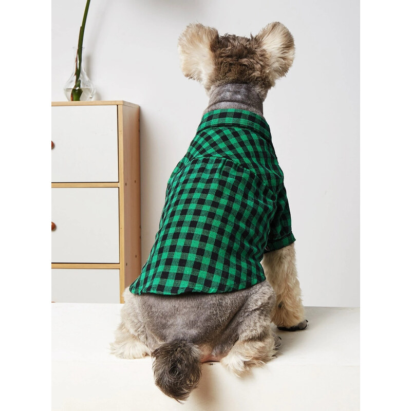 iMODA Zelená kockovaná košeľa pre psa