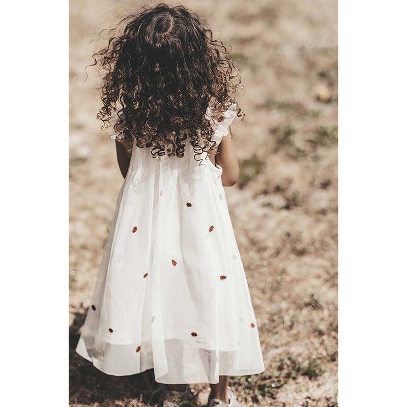Dievčenské bavlnené šaty That's mine Halia béžová farba, mini, áčkový strih