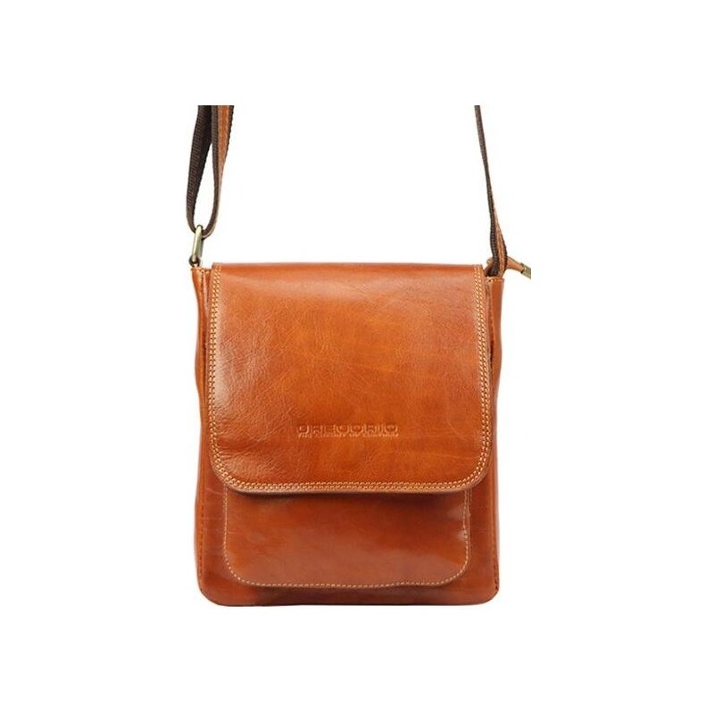 Gregorio Pánska kožená taška cez rameno Henry hnedá II. 35335872