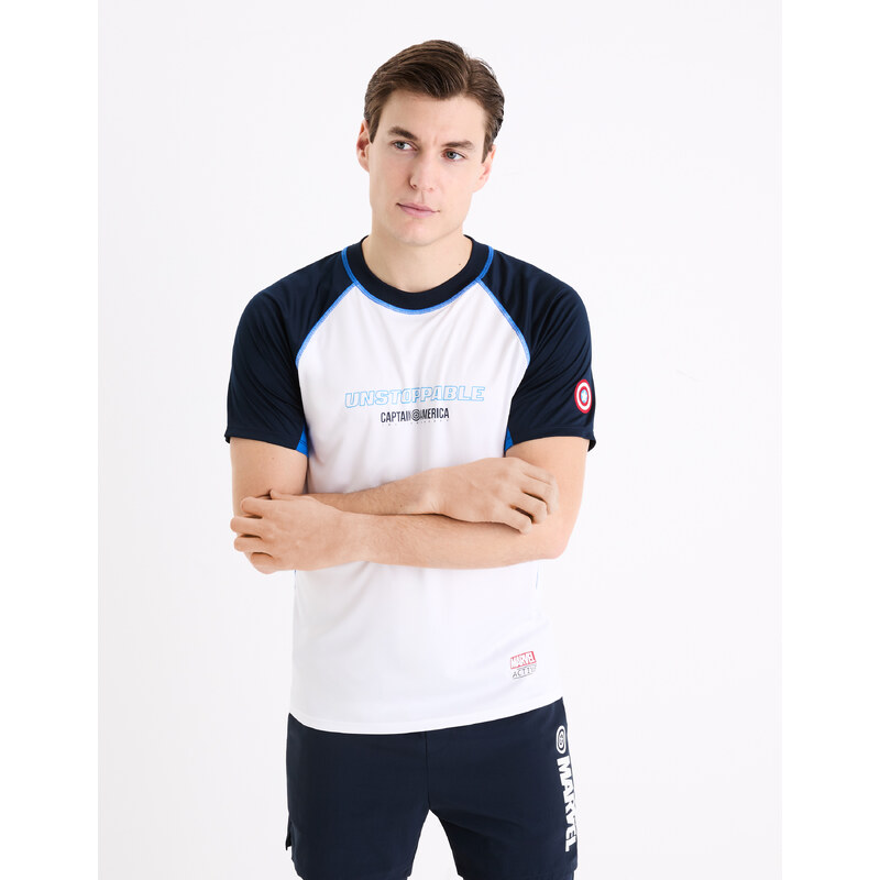 Biele pánske športové tričko Celio Marvel Captain America 50585818