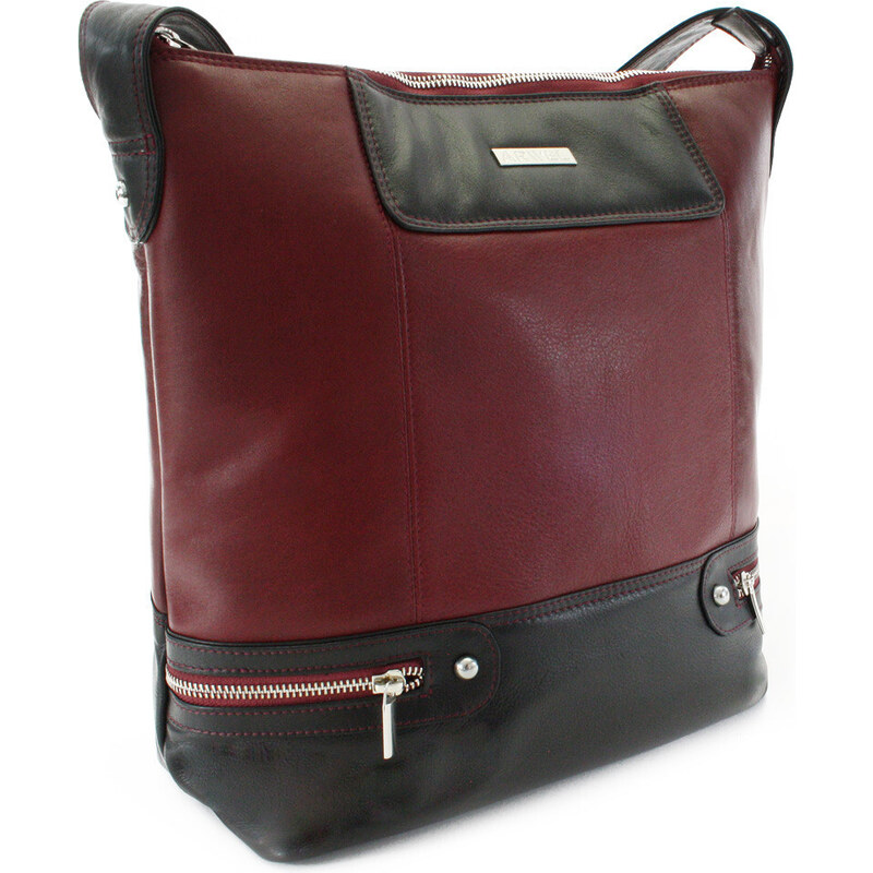 Arwel Červenočierna dámska moderná kožená kabelka Irriel