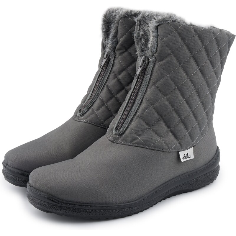 Vlnka Dámske prešívané snehule na zips sivá veľkosti obuvi - dospelí 65626057