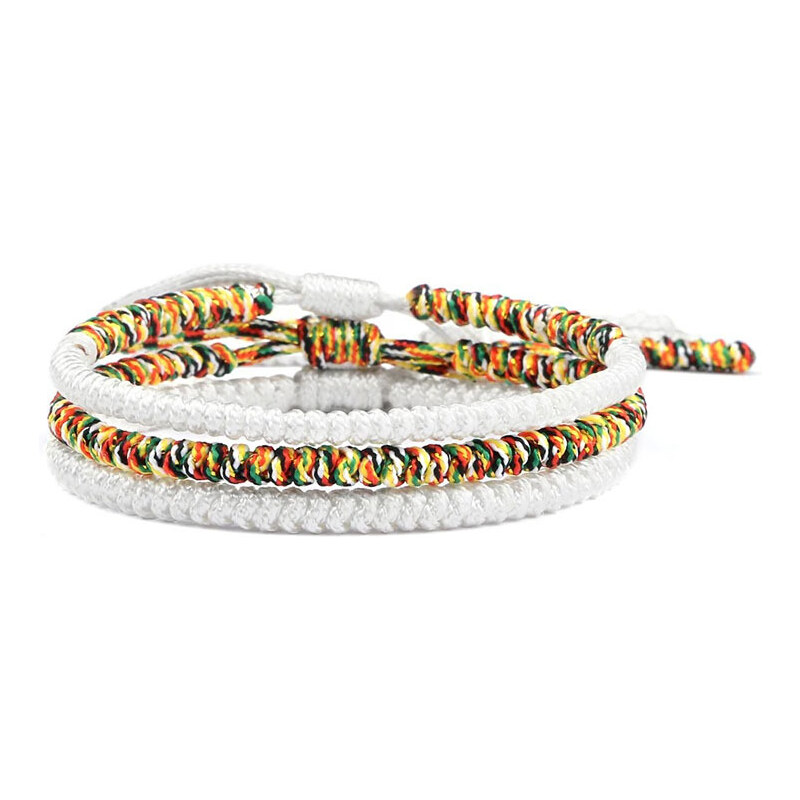 BudNej Tibetské náramky pre šťastie - set biely - MN1941 49383546