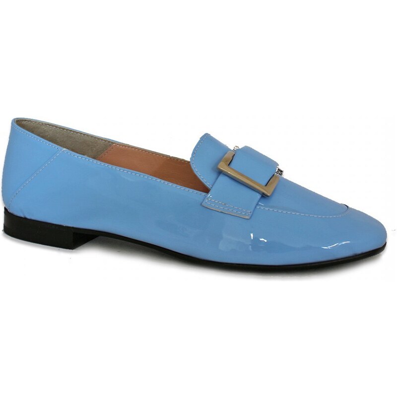 Secretshoes Elegantné mokasíny AQ8624 BABY BLUE LAK 49372664