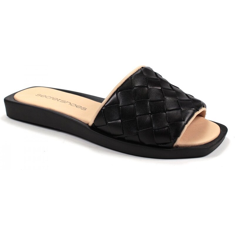 Secretshoes Dámske šľapky RC559-128-1649 ČIERNA HLADKÁ 49372778