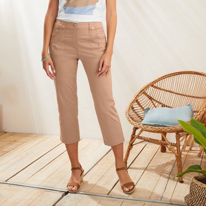 Rovné strečové 7/8 nohavice. oriešková 038 Blancheporte 49062772