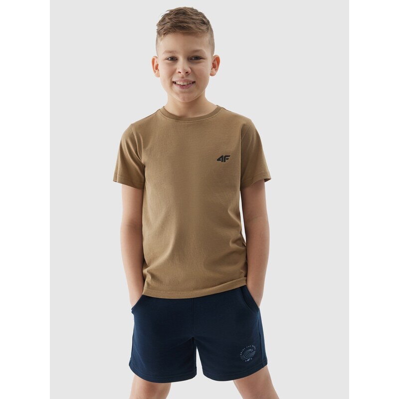 4F Chlapčenské tričko bez potlače - béžové