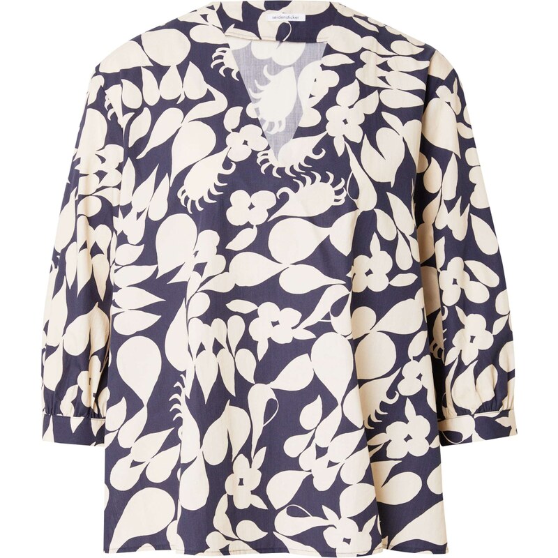 SEIDENSTICKER Blúzka Schwarze Rose béžová / tmavomodrá 54307725