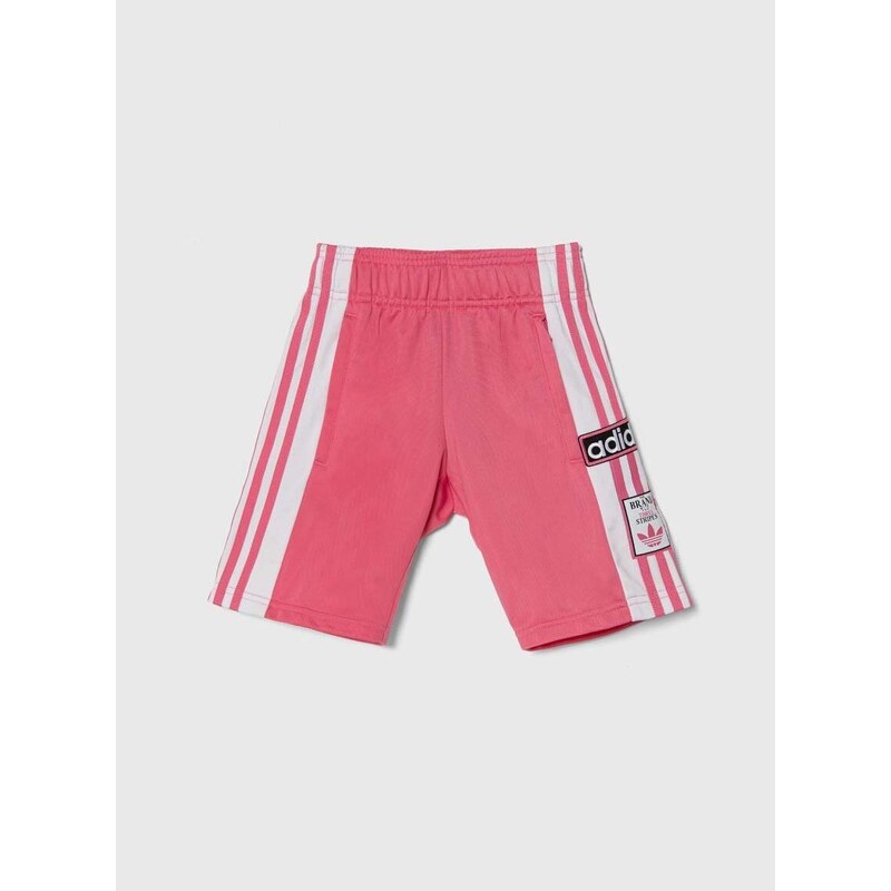 Detské krátke nohavice adidas Originals ružová farba, vzorované