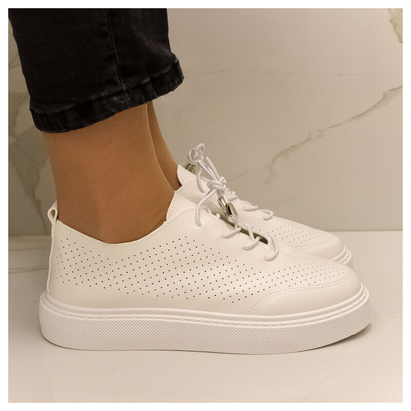 SS Dámske biele dierkované tenisky DONATELLI 49423992