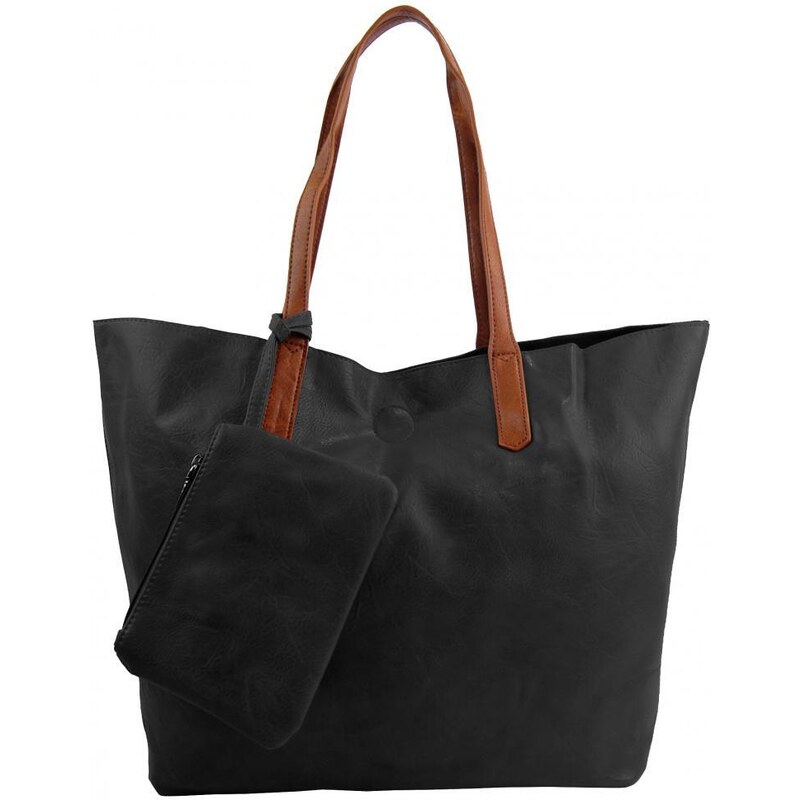 INT. COMPANY Veľká čierna shopper dámska taška s crossbody vo vnútri 49424108