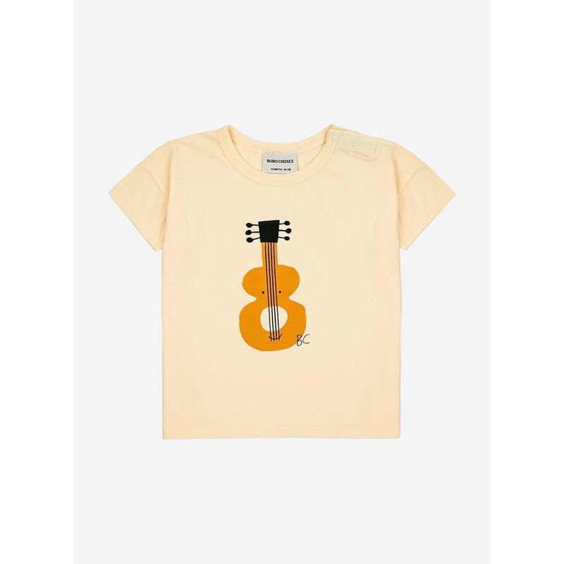 Detské bavlnené tričko Bobo Choses žltá farba, s potlačou