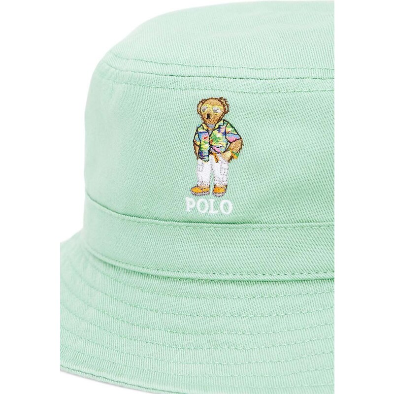 Detský bavlnený klobúk Polo Ralph Lauren zelená farba, bavlnený