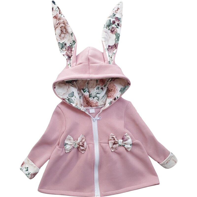 ZuMa Style Dievčenská rúžová prechodná bunda so vzorom KVET - 116, Ružová