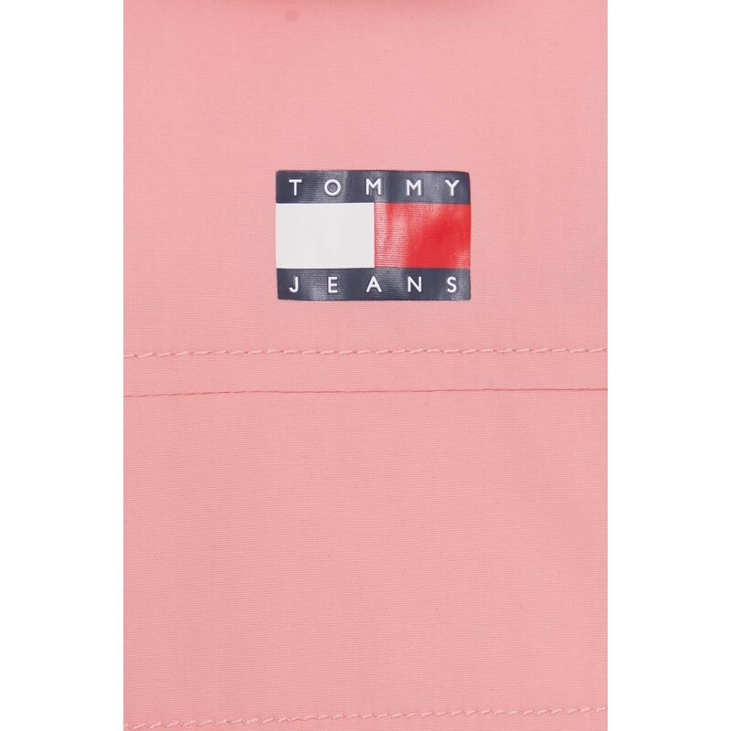 Bunda Tommy Jeans dámska, ružová farba, prechodná, DW0DW17747
