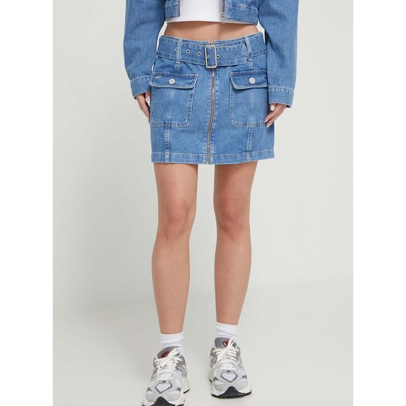 Rifľová sukňa Tommy Jeans mini,rovný strih,DW0DW17668