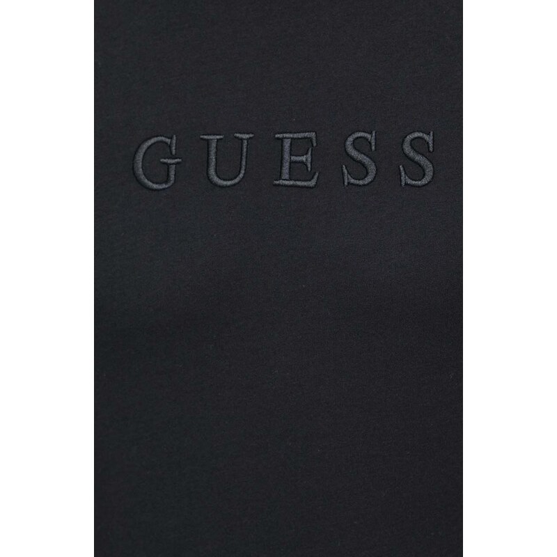 Bavlnené tričko Guess PIMA pánsky, čierna farba, s nášivkou, M2BP47 K7HD0