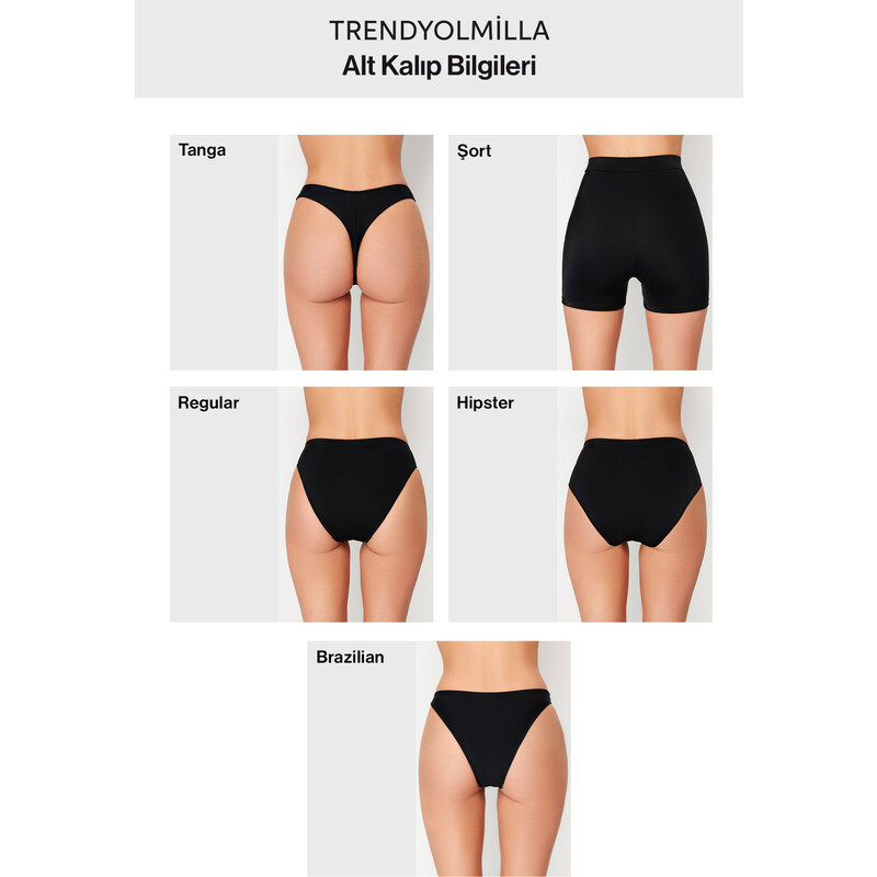 Trendyol Collection Čierna Balconette Reverse V Kostice vysoké nohy Brazílske majokiny