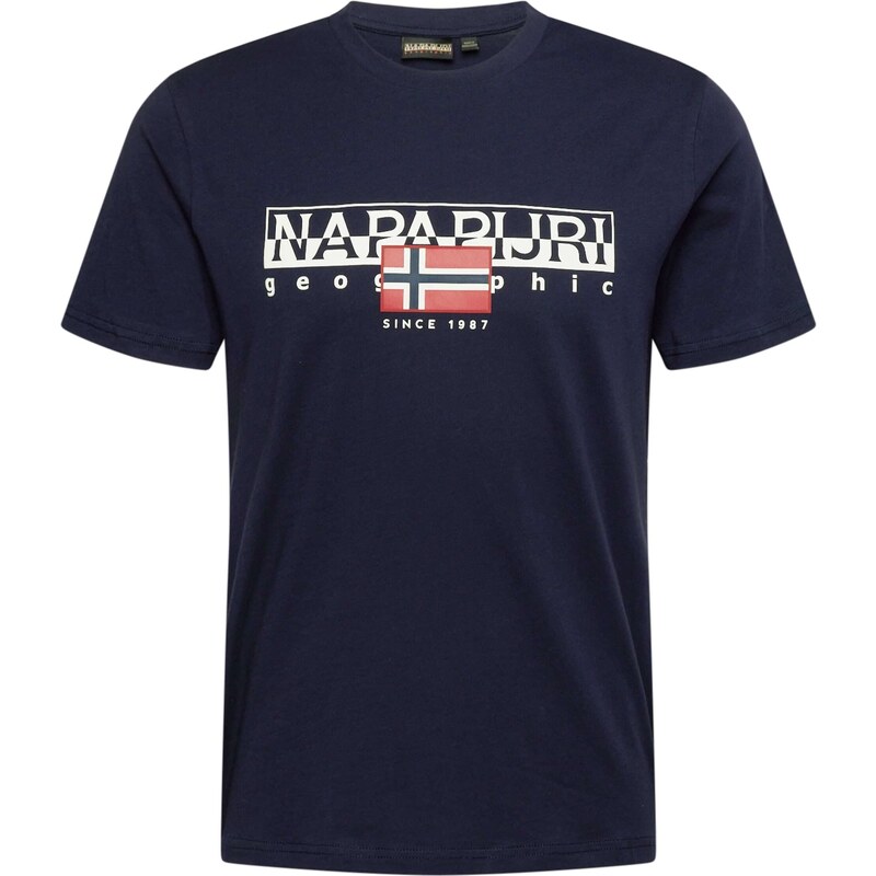 NAPAPIJRI Tričko S-Aylmer námornícka modrá / svetločervená / biela 49460177