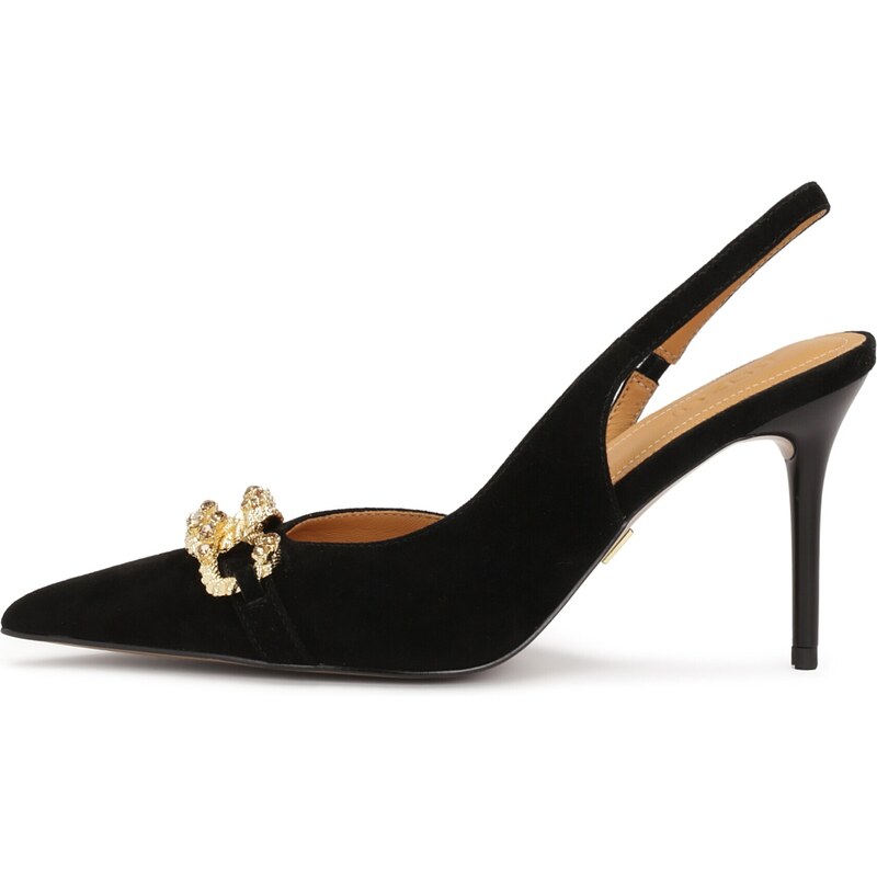 Kazar Lodičky s otvorenou pätou zlatá / čierna 63198546