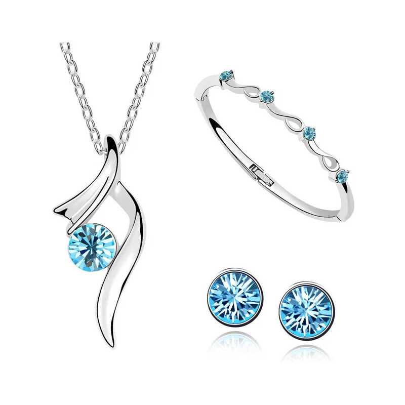 Glory Krištáľový set Náhrdelník, náušnice a náramok Bella light 47583137