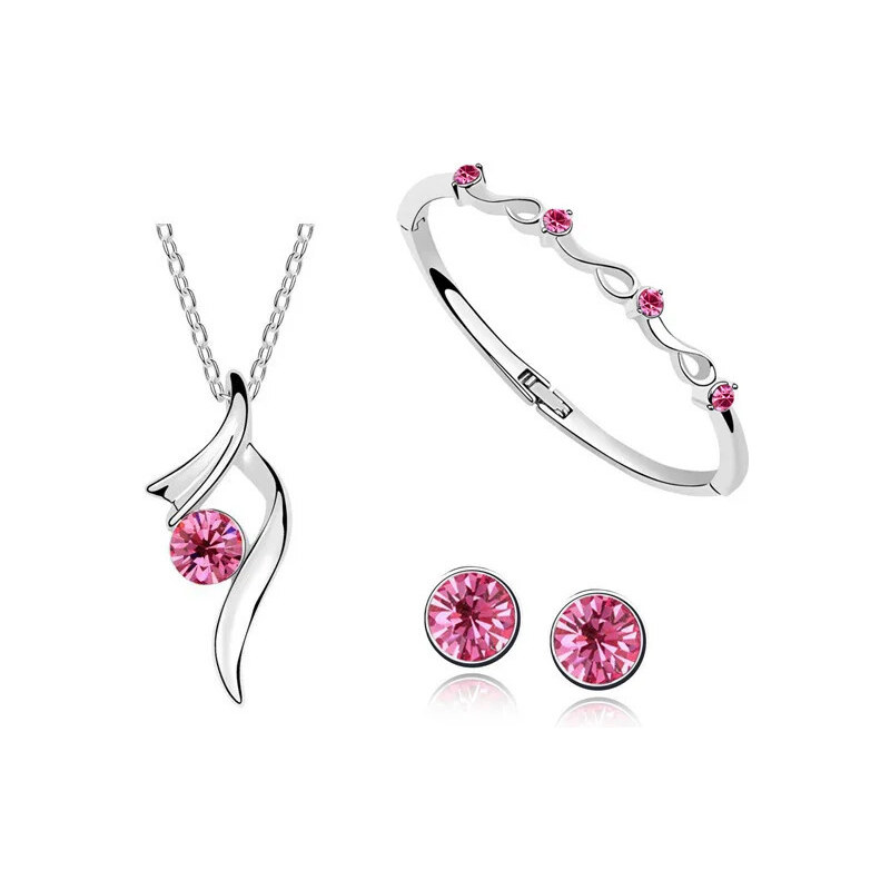 Glory Krištáľový set náhrdelník, náušnice a náramok Bella rose 194R 47583138