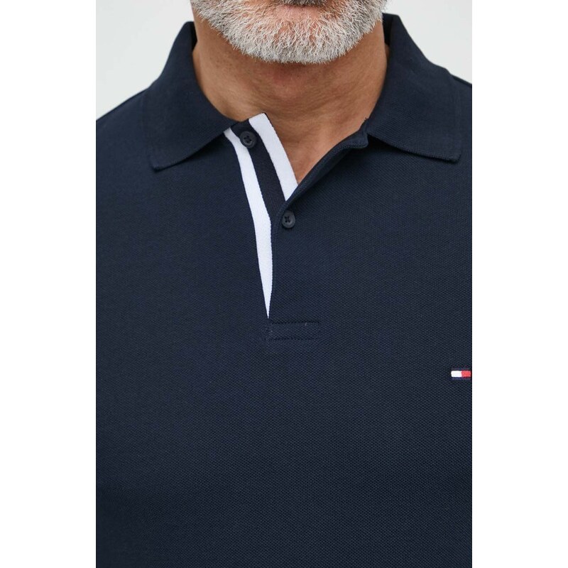 Polo tričko Tommy Hilfiger pánsky,tmavomodrá farba,s potlačou,MW0MW34737