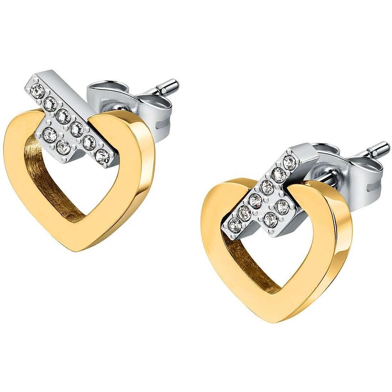 Trussardi Slušivé bicolor náušnice so zirkónmi T-Logo TJAXC49 66589870