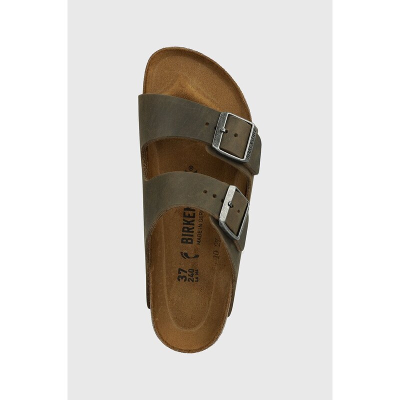 Nubukové šľapky Birkenstock Arizona zelená farba, 1027039