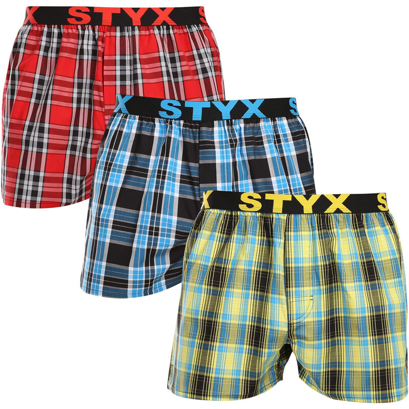 3PACK pánske trenky Styx športová guma viacfarebné (3B102123) 49663865