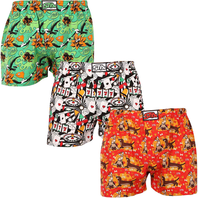 3PACK pánske trenky Styx art klasická guma viacfarebné (3A15347) 49663876