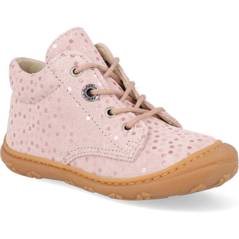 Barefoot dětské kotníkové boty Ricosta - Pepino Dots powder Bubble M růžové
