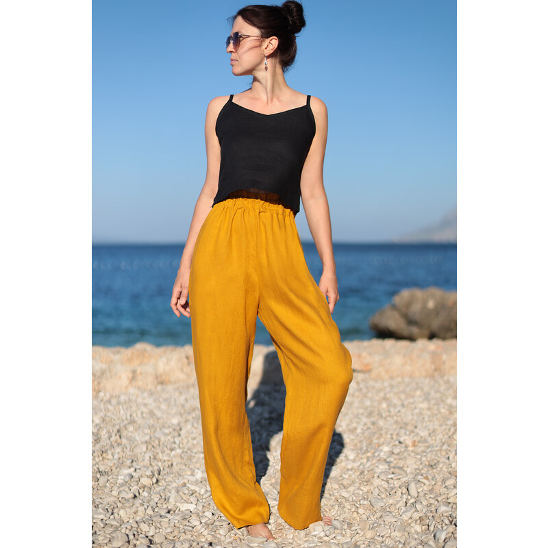 Pohodlné 100% lanové nohavice Lotika 52418800