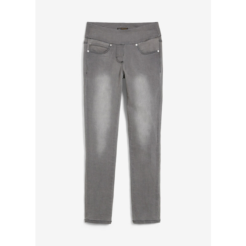 bonprix Mega strečové džínsy s pohodlným pásom, farba šedá, rozm. 38