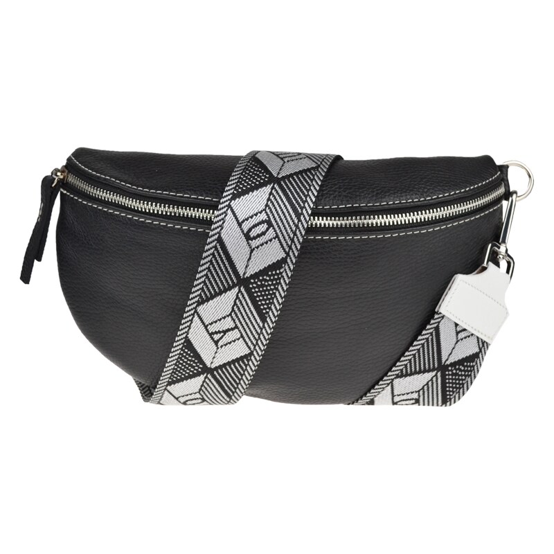 Čierna kožená talianska crossbody kabelka Reni Grande Nera s prídavným 49694732