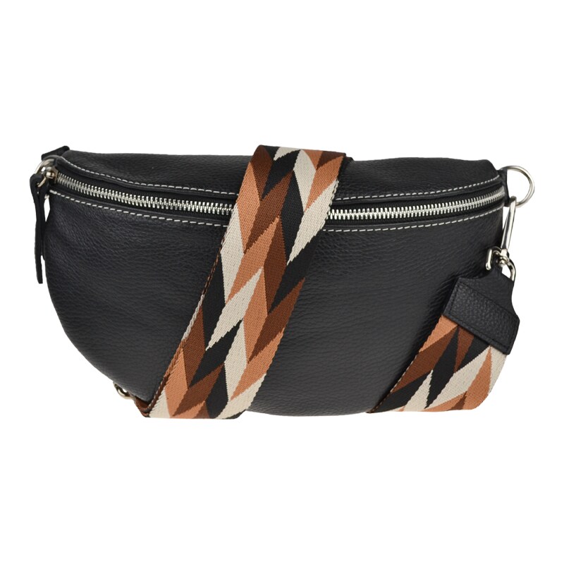 Čierna kožená talianska crossbody kabelka Reni Grande Nera s prídavným 49694729