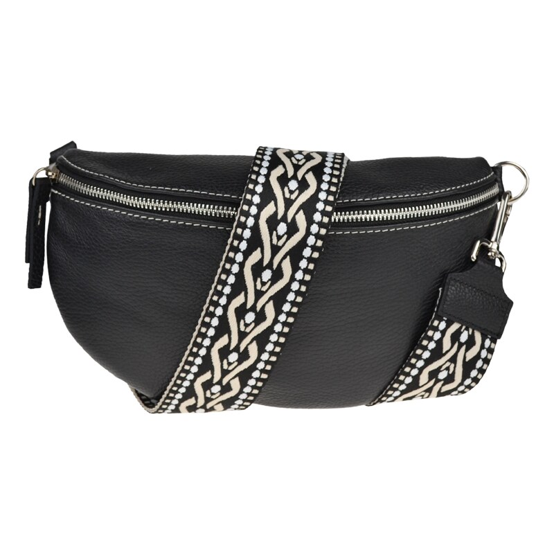 Čierna kožená talianska crossbody kabelka Reni Grande Nera s prídavným 49694731
