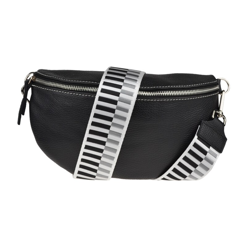 Čierna kožená talianska crossbody kabelka Reni Grande Nera s prídavným 49694727