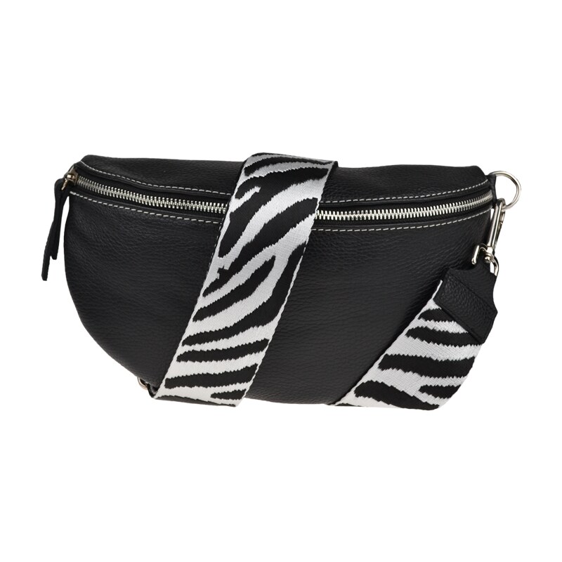 Čierna kožená talianska crossbody kabelka Reni Grande Nera s prídavným 49694728
