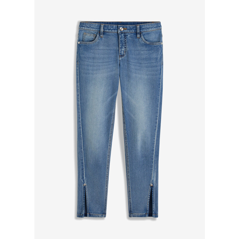 bonprix Skinny džínsy s aplikáciou, farba modrá
