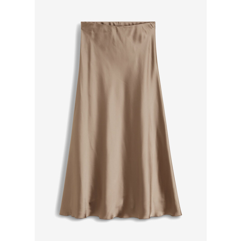 bonprix Saténová sukňa, farba hnedá