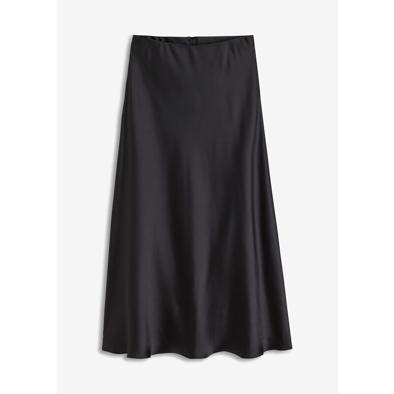 bonprix Saténová sukňa, farba čierna, rozm. 42